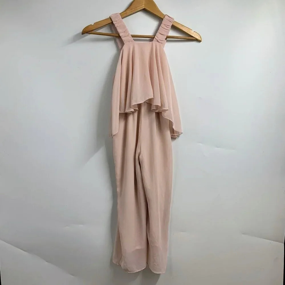 Abel Lula Girl's Sleeveless‎ Sheer Ruffle Zip Up Jumpsuit SIze 6